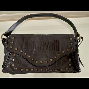 Just Cavalli black leather purse handbag like new no defects whatsoever